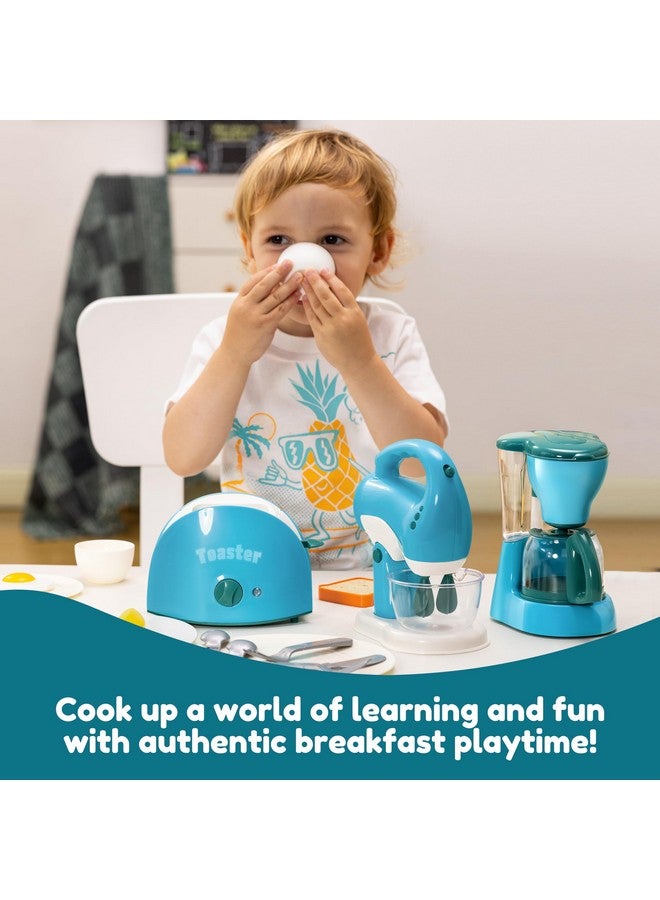 Joyin Play Kitchen Toys, Pretend Play Food Kitchen Accessories GirlsToy with Coffee Maker, Mixer, Toaster with Realistic Lights& Sounds, Birthday Gift for Kids Ages 2 3 4 5, Blue - Image 5
