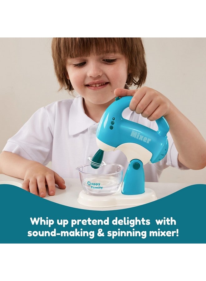 Joyin Play Kitchen Toys, Pretend Play Food Kitchen Accessories GirlsToy with Coffee Maker, Mixer, Toaster with Realistic Lights& Sounds, Birthday Gift for Kids Ages 2 3 4 5, Blue - Image 3