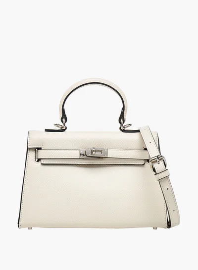 Celeste Solid Satchel Bag with Detachable Strap and Twist Lock Closure