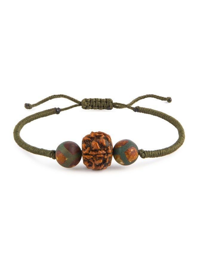 Minza ” Shiva ” Rudraksha and Tibetan stones, Handmade Bracelet for Men, Woven & Braided Bracelet, Jewelry for Casual & Special Occasion - Image 1