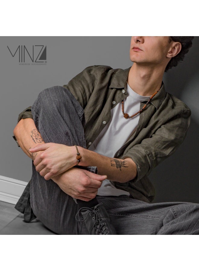 Minza ” Shiva ” Rudraksha and Tibetan stones, Handmade Bracelet for Men, Woven & Braided Bracelet, Jewelry for Casual & Special Occasion - Image 5