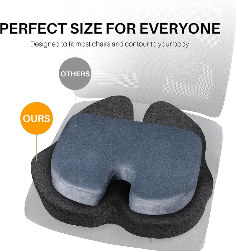 DAPOTUGI X Large Memory Foam Seat Cushion for Office Chair,for Back Support, Relief Sciatica & Tailbone Coccyx Pain Relief Cushion Pillow, for Long Sitting, for Car/Office Chair/Wheelchair (Darkgray) - Image 2