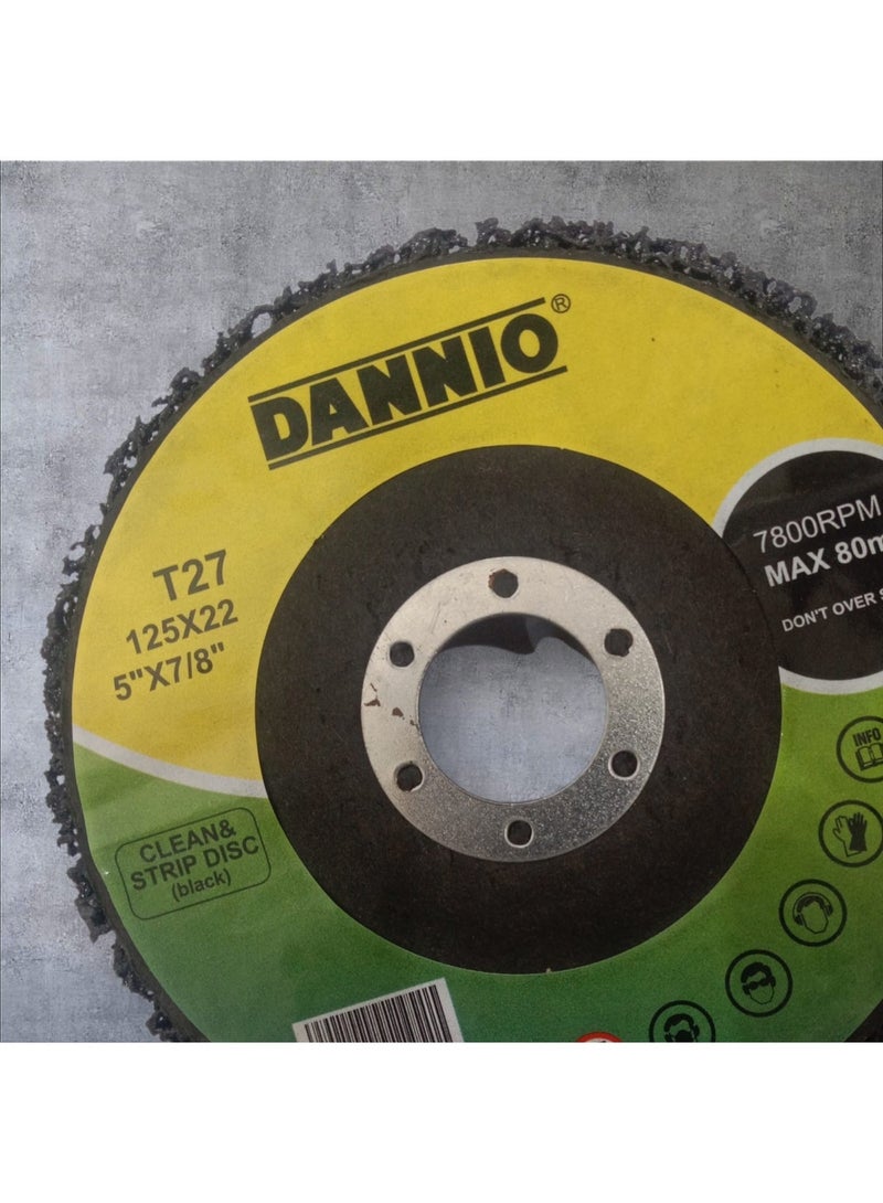 DANNIO 5-Inch Clean and Strip Disc (125mm x 22.2mm) - Black Abrasive Wheel for Rust, Paint, and Oxidation Removal - Compatible with Angle Grinders (T27) - Image 2