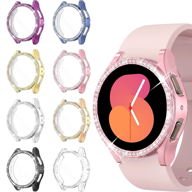 RICHONE Samsung Galaxy Watch 5/4 40mm & 44mm 8 Pack Screen Protector Case with Bling Diamond Soft TPU Frame, All-Around Protection - Image 2