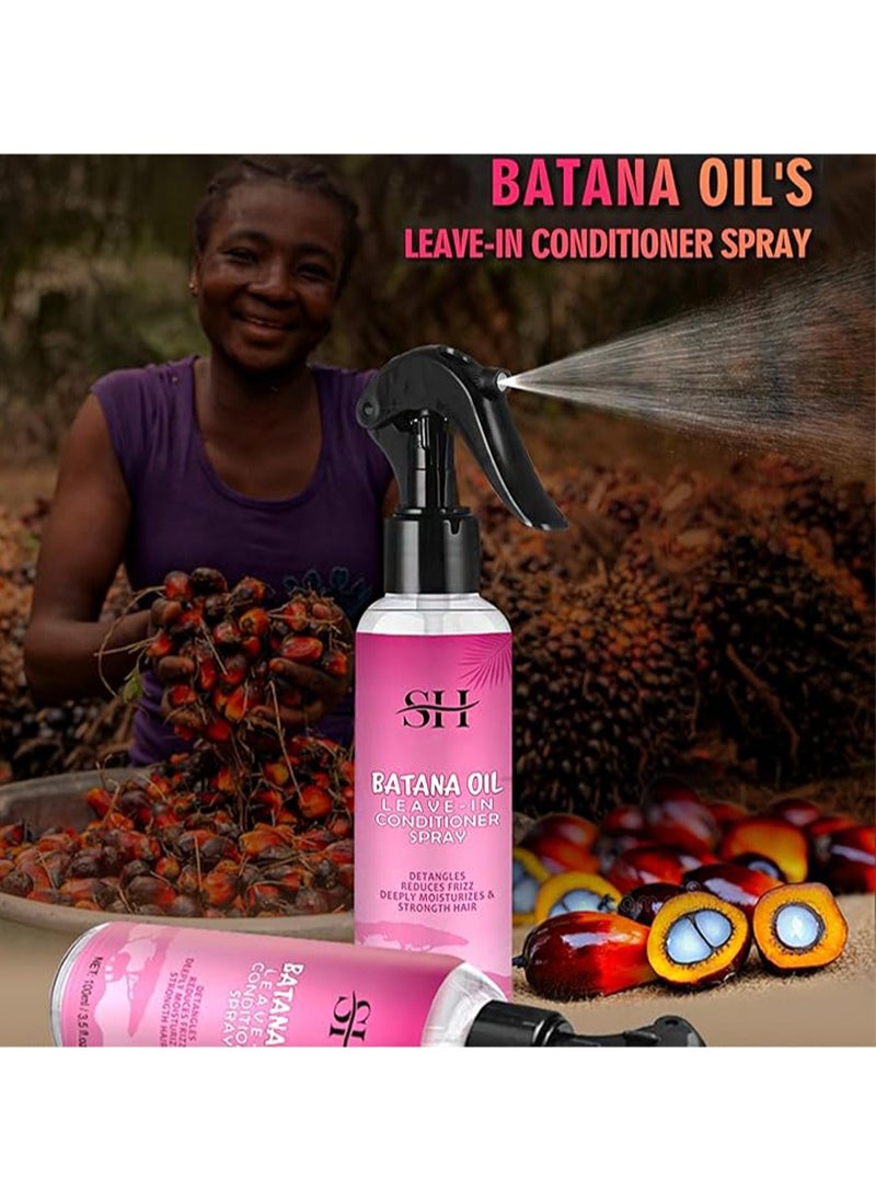 Batana Oil Leave in Conditioner Spray Natural 100% Raw Batana Oil Hair Leave in Conditioner Detangles Reduce Frizz Hair Deeply Moisturize and Strengthen Hair Leave in Conditioner（100ml）