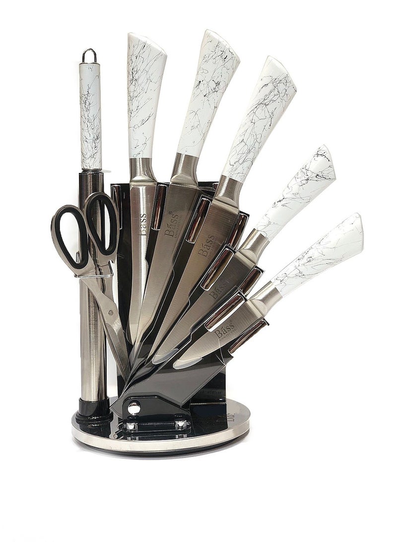 Bass knife Set 8Pcs With Stand white/Bass - Image 1