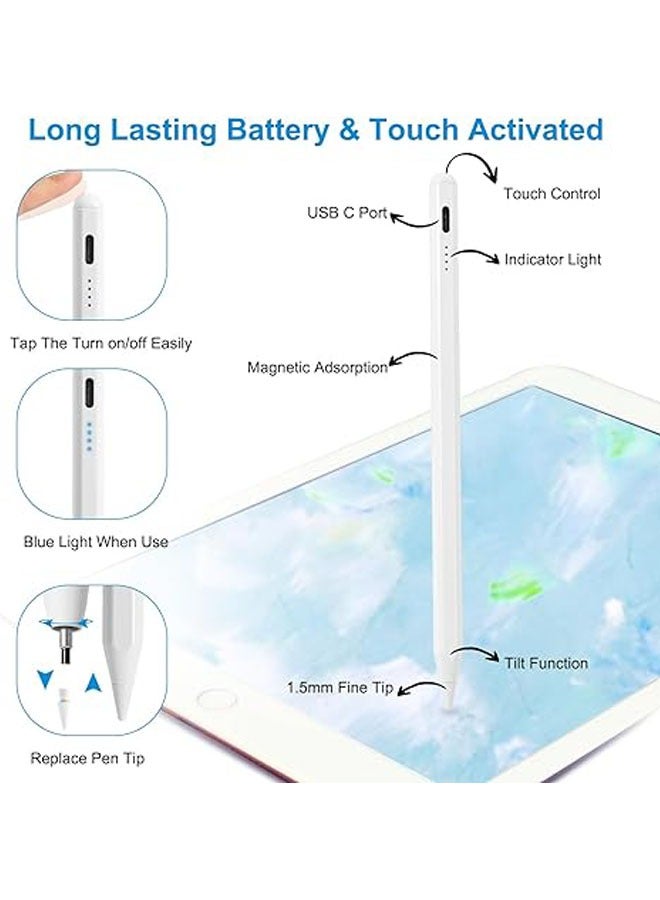 Stylus for iPad 9th and 10th generation Apple Pencil is compatible with Apple iPad 10/9/8/7 Gen 2018-2023 / iPad Pro 11/12.9 / iPad Air 5th generation - Image 5