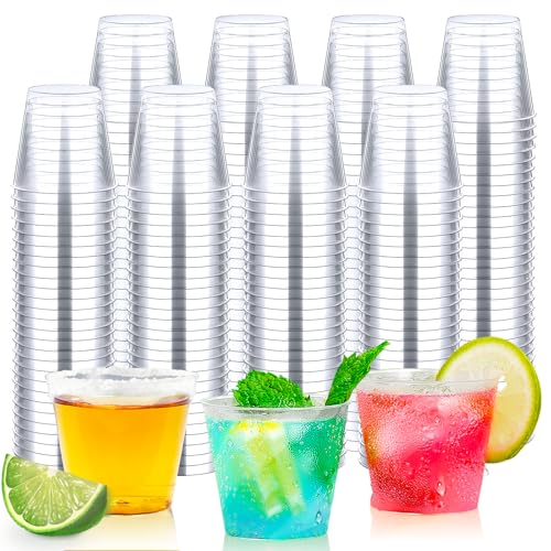 Byvivace Shot Glasses 500 Counts 1OZ Disposable Plastic Clear Crack Proof 10 Ounces Modern Design for Parties