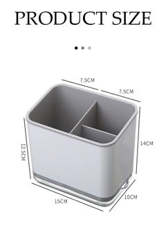 DUNISO Kitchen cutlery rack, multifunctional household storage box with three compartments and drain pan, detachable, suitable for storing chopsticks, spoons and forks, 15 * 10 * 14cm  - Image 3