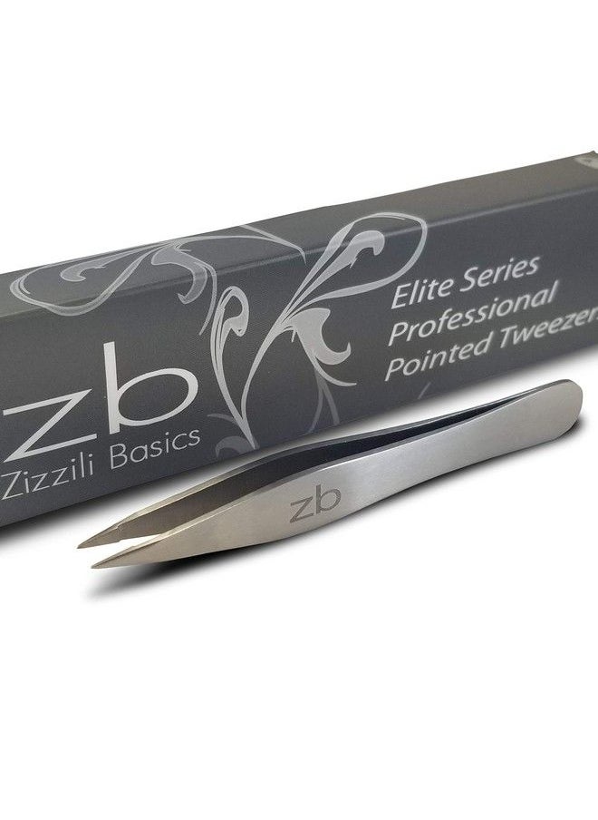 Zizzili Basics - Elite Series Pointed Tweezers Sharp Precision Tips + Surgical Grade Stainless Steel Tweezer For Professional Eyebrow And Facial Hair Removal - Image 1