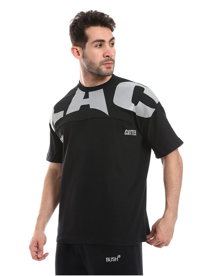 WHITE RABBIT - Comfy Printed Black T-Shirt - Image 1