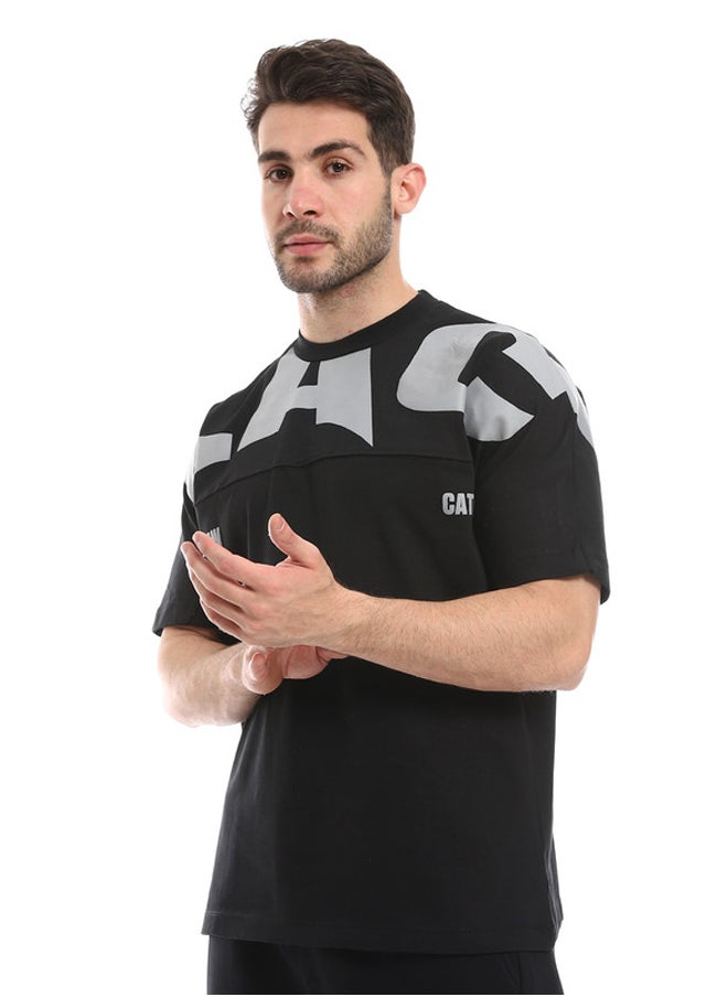 WHITE RABBIT - Comfy Printed Black T-Shirt - Image 1