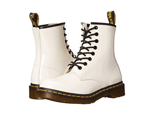 Dr Martens Dr. Martens Women's 1460 W Patent Leather 8 Eye Boot, White, 9 - Image 1