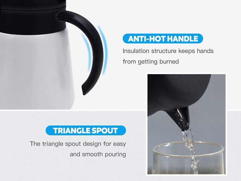 Luvan 27oz 800ml 304 18/10 Stainless Steel Thermal Carafe/Double Walled Vacuum Insulated Coffee Pot with Press Button Top,12+ Hrs Heat&Cold Retention,BPA Free,for Coffee,Tea,Beverage etc (White) - Image 4