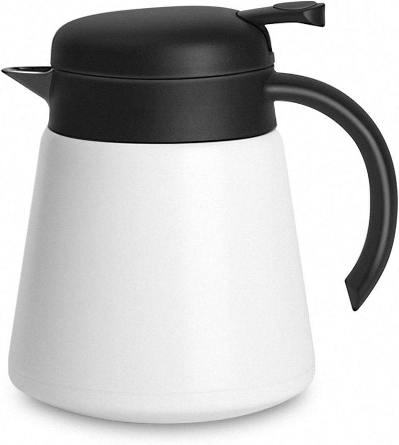 Luvan 27oz 800ml 304 18/10 Stainless Steel Thermal Carafe/Double Walled Vacuum Insulated Coffee Pot with Press Button Top,12+ Hrs Heat&Cold Retention,BPA Free,for Coffee,Tea,Beverage etc (White) - Image 1