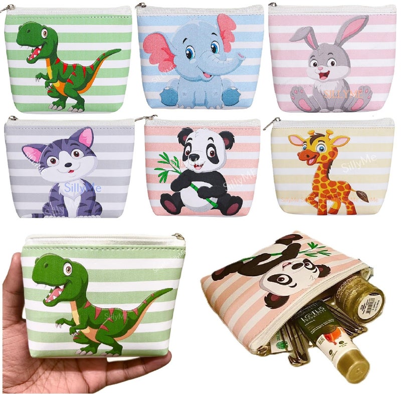Sillyme 24pcs Cute Animal Design Mini Makeup Pouches, Coin Purse Pocket Cosmetic Bag Travel Organizer for Lipstick Jewelry Earphones - Return Gifts Birthday Party for Kids, Return Gift for Kids Birthday - Image 1