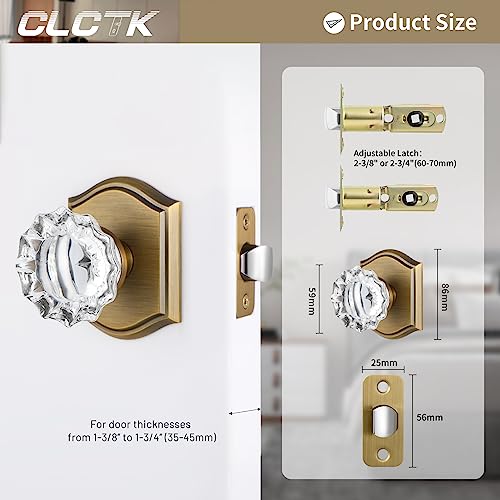 CLCTK Crystal Door Knobs Interior, Vintage Style Passage Glass Antique Brass Door Knobs for Hall Closet, 1 Pack - Image 5