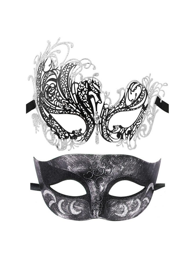 Coddsmz Couple Masquerade Mask Metal Masks Venetian Party Mask Halloween Costume Mask Mardi Gras Mask Party Evening Bar Prom Ball Mask Set For Women And Men Costumes Accessory - Image 1