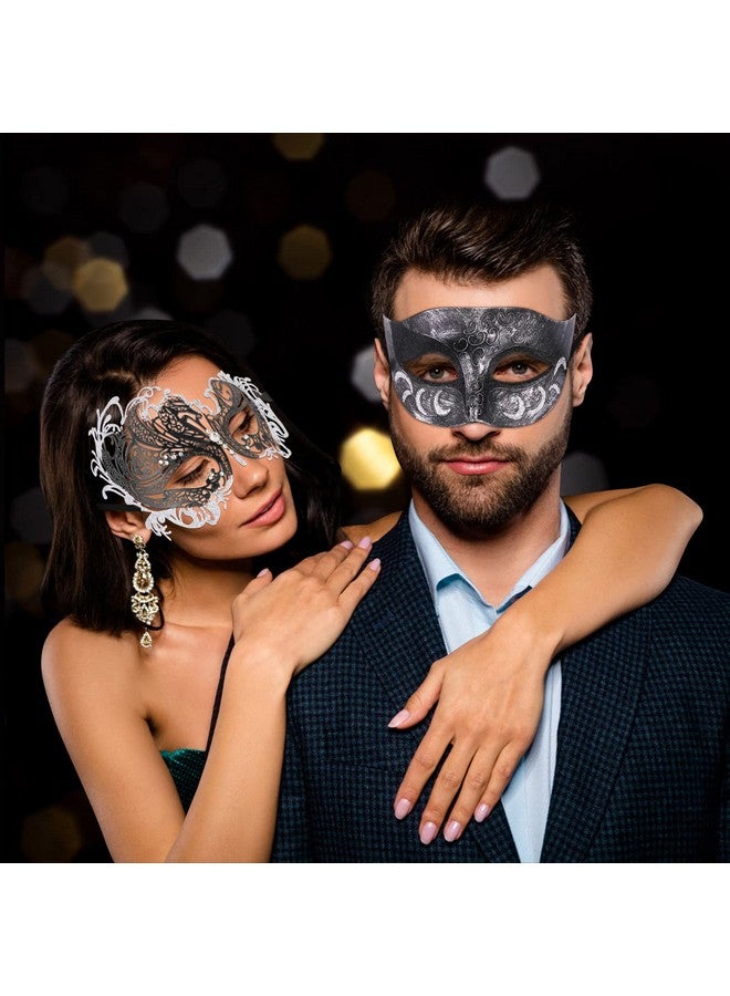 Coddsmz Couple Masquerade Mask Metal Masks Venetian Party Mask Halloween Costume Mask Mardi Gras Mask Party Evening Bar Prom Ball Mask Set For Women And Men Costumes Accessory - Image 3