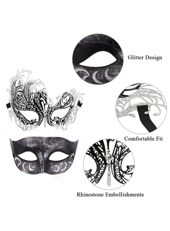 Coddsmz Couple Masquerade Mask Metal Masks Venetian Party Mask Halloween Costume Mask Mardi Gras Mask Party Evening Bar Prom Ball Mask Set For Women And Men Costumes Accessory - Image 4