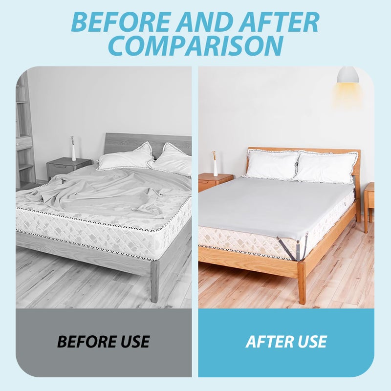 Mugath Bed Sheet Clips ǀ Fitted Sheet Straps Grippers Holders Keep Your Bed Sheet Stay in Place ǀ Elastic Adjustable Fitted Sheet Clips Suspenders Suitable for All Bedding - Image 3
