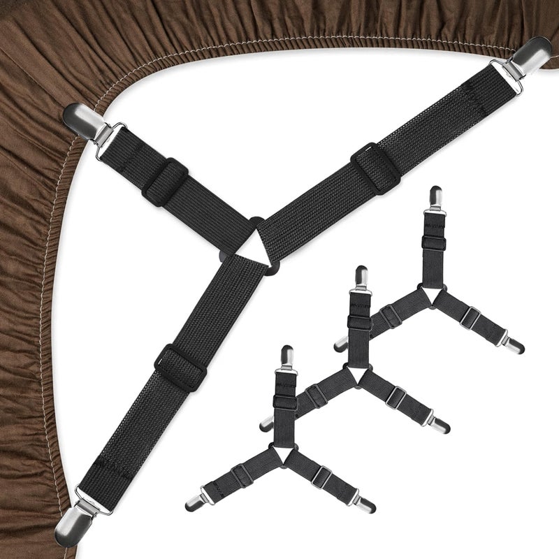 Mugath Bed Sheet Clips ǀ Fitted Sheet Straps Grippers Holders Keep Your Bed Sheet Stay in Place ǀ Elastic Adjustable Fitted Sheet Clips Suspenders Suitable for All Bedding - Image 1