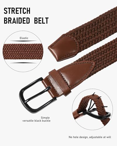 Kajeer Boy Belt Stretch Braided,Pin Buckle Elastic Woven Kids Golf Belt for Boys Girls (Small, Brown) - Image 3