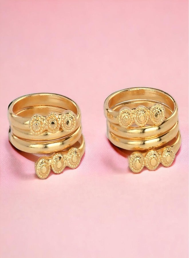 AanyaCentric Pack of 2 Pair Gold-Plated Toe Rings Adjustable, Traditional & Fashion Accessories for Women - Image 2