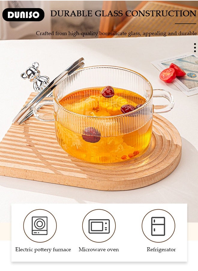 DUNISO Glass Cooking Pot Saucepan with Cover, 1600ml Heat Resistant Glass Cookware Stovetop Pot, Glass Stovetop Pot Safe with Handle, The Best Handmade Glass Cookware Set Cooktop Safe for Soup, Milk, Noodle, Soup  - Image 3