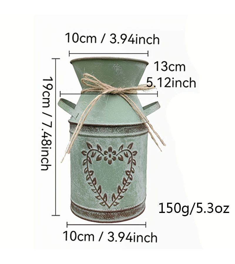 Creative Rope Heart Shaped Black Iron Double Eared Vase Desktop Vintage Flower Bucket Dried Flower Arrangement Container For Living Room Entrance Bookshelf Artistic Home Decoration - Image 3