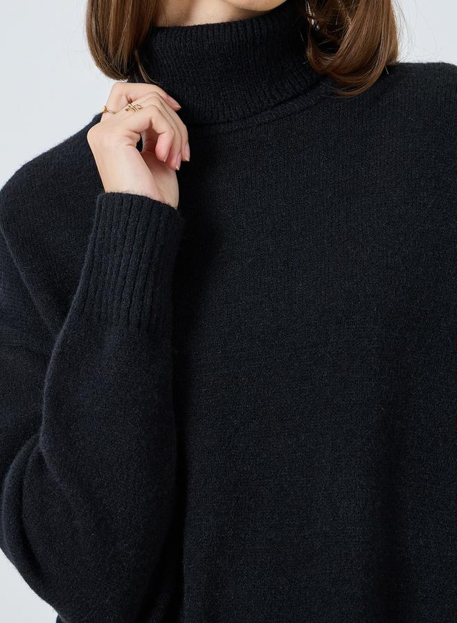 ستايلي طقم منسق من سويتر محبوك ياقة عالية وتنورة - Image 3