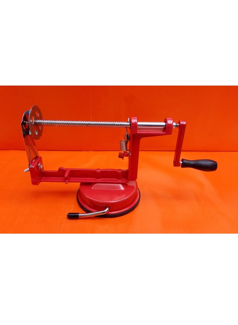 Professional Manual Stainless Steel Twisted Potato Apple Slicer Spiral French Fry Vegetable Cutter, Red