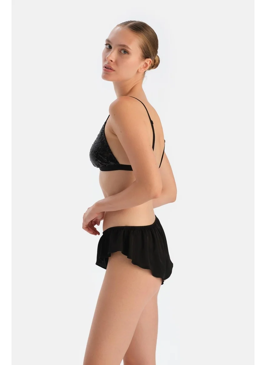 داجي Black Frilled Briefs