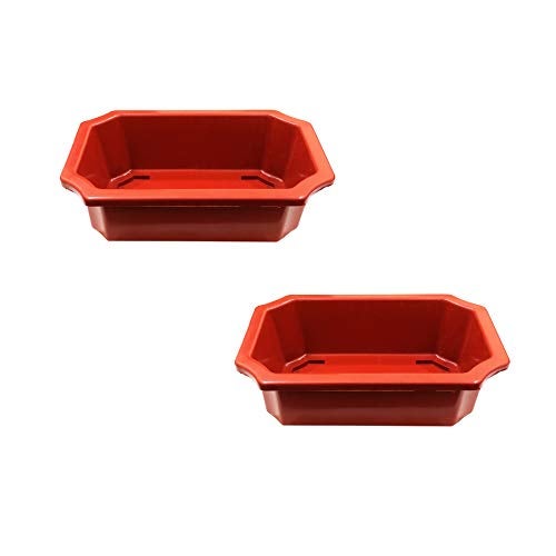 SHOPMEFAST Plastic Plant Pots - 9.5" Rectangular Bonsai Tray, Terracotta Color (Set of 2). Lightweight, UV Resistant, Ideal for Indoor & Outdoor Plants - Image 1