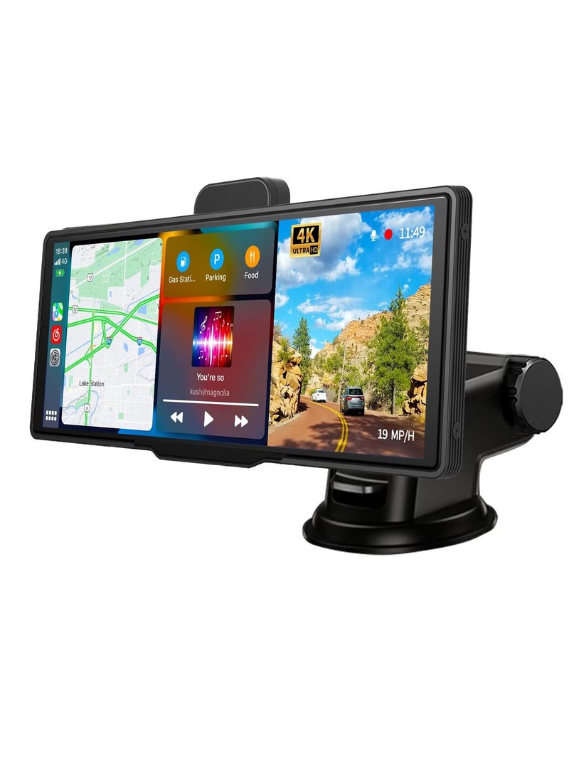 AROAQ Wireless Carplay Screen, 4k HD 10.26 Inch Car Smart Screen Wireless Carplay With Front And Rear Dual Recorders, Durable Android Auto Screen With Cam Recorder Loop Recording, (128G Memory Card) - Image 1