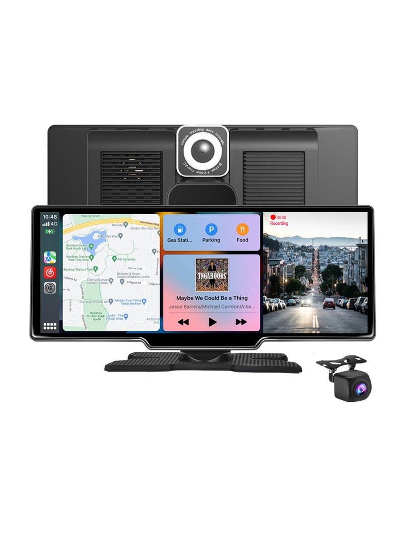 AROAQ Wireless Carplay Screen, 4k HD 10.26 Inch Car Smart Screen Wireless Carplay With Front And Rear Dual Recorders, Durable Android Auto Screen With Cam Recorder Loop Recording, (128G Memory Card) - Image 2