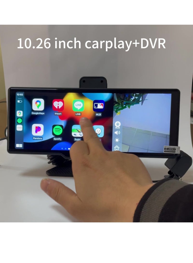 AROAQ Wireless Carplay Screen, 4k HD 10.26 Inch Car Smart Screen Wireless Carplay With Front And Rear Dual Recorders, Durable Android Auto Screen With Cam Recorder Loop Recording, (128G Memory Card) - Image 3