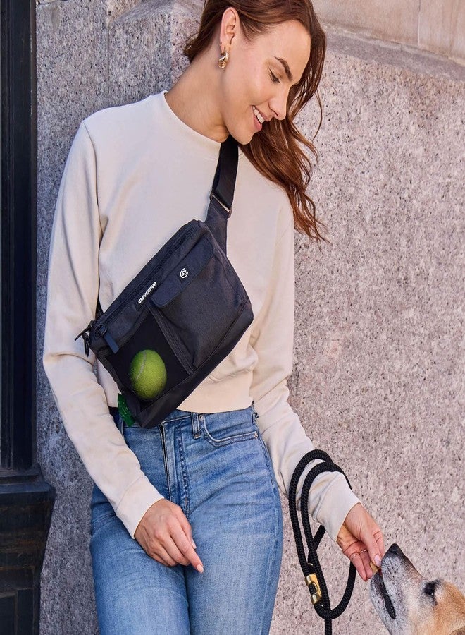 Cleverpup Dog Walk & Train Sling Bag - Hands-Free Dog Walking & Training Bag with Treat Pouch, Poop Bag Holder & Phone Pocket - Crossbody or Fanny Pack, Adjustable Strap - Graphite - Image 3