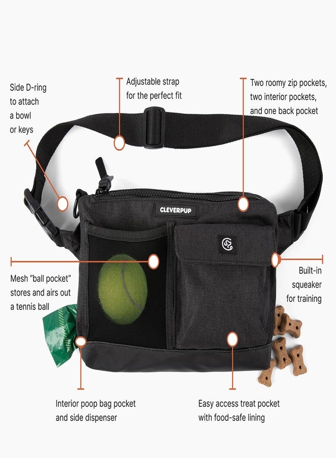 Cleverpup Dog Walk & Train Sling Bag - Hands-Free Dog Walking & Training Bag with Treat Pouch, Poop Bag Holder & Phone Pocket - Crossbody or Fanny Pack, Adjustable Strap - Graphite - Image 5