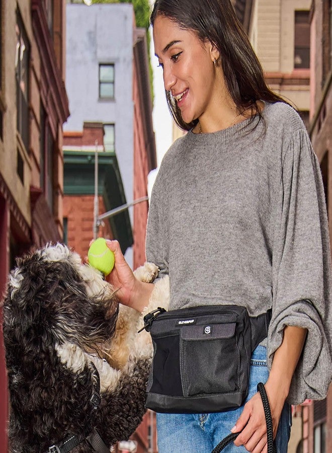 Cleverpup Dog Walk & Train Sling Bag - Hands-Free Dog Walking & Training Bag with Treat Pouch, Poop Bag Holder & Phone Pocket - Crossbody or Fanny Pack, Adjustable Strap - Graphite - Image 4