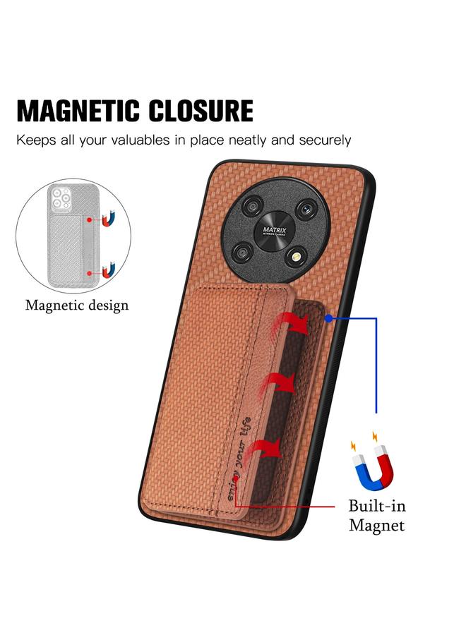 اس-توب جراب هاتف Honor Magic4 Lite من ألياف الكربون مع حقيبة بطاقات مغناطيسية - Image 3