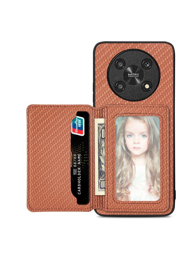 اس-توب جراب هاتف Honor Magic4 Lite من ألياف الكربون مع حقيبة بطاقات مغناطيسية - Image 1