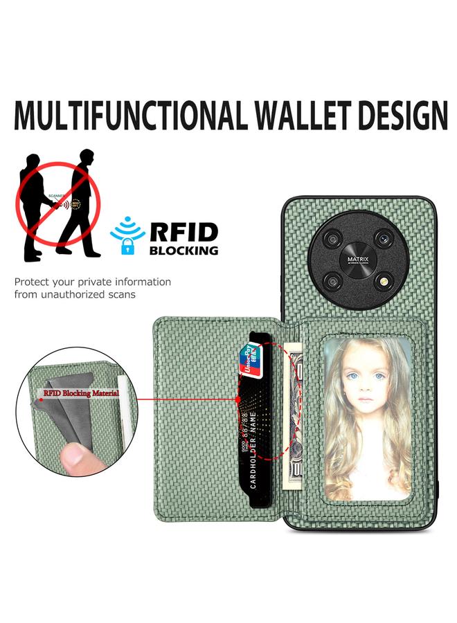 اس-توب جراب هاتف Honor Magic4 Lite من ألياف الكربون مع حقيبة بطاقات مغناطيسية - Image 4