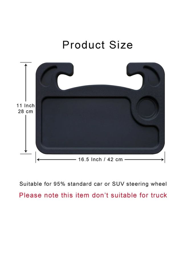 Reversible 3 In 1 Car Steering Wheel Desk Tray With Drink Holder Pen Slot Black - Image 2