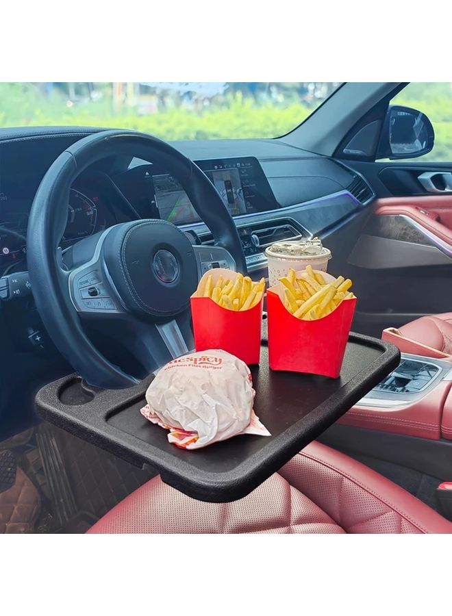 Reversible 3 In 1 Car Steering Wheel Desk Tray With Drink Holder Pen Slot Black - Image 5