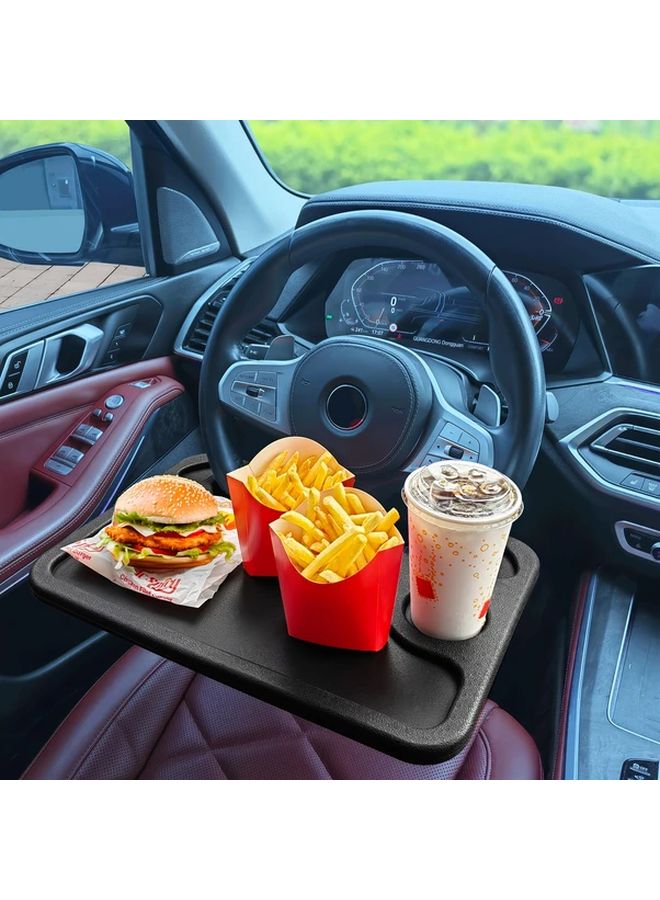 Reversible 3 In 1 Car Steering Wheel Desk Tray With Drink Holder Pen Slot Black - Image 4