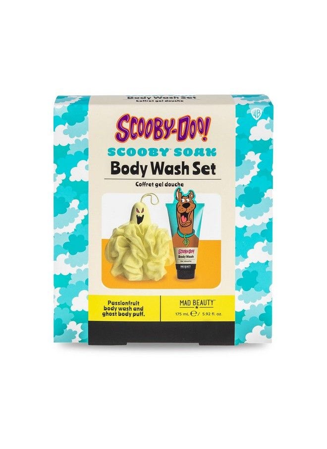 Mad Beauty ScoobyDoo Body Wash Set Ghost Shaped Puff Passionfruit Body Wash Relax & Unwind Great Gift Classic Cartoons  - Image 1