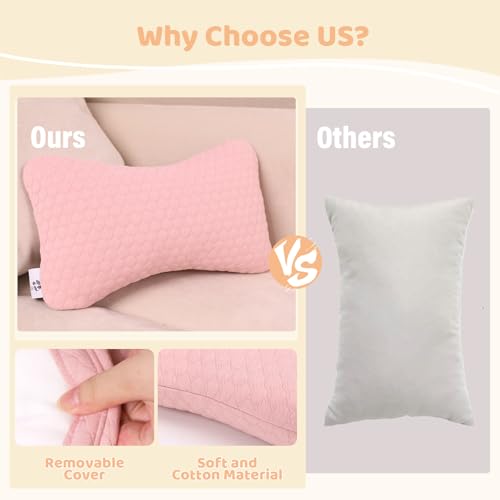 vocheer Small Pillows for Sleeping, 11"x 7" Mini Travel Pillow, Tiny Pillows for Neck, Wrist, Lumbar and Knee, Pets Pillow, Cotton, Machine Washable,Pink-1PC - Image 3