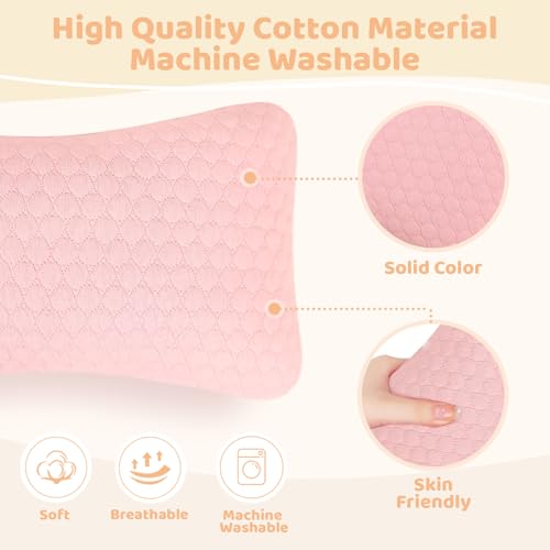 vocheer Small Pillows for Sleeping, 11"x 7" Mini Travel Pillow, Tiny Pillows for Neck, Wrist, Lumbar and Knee, Pets Pillow, Cotton, Machine Washable,Pink-1PC - Image 2