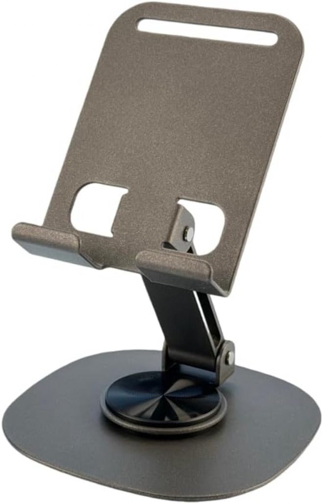Gulf user preference oriented build K72 Adjustable Tablet Holder Stand, Foldable 720 Degree Rotating Metal Phone Stand for Desk, Portable Alloy Support for Smartphones and Tablets Dark Gray Global production standard crafted